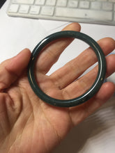 Load image into Gallery viewer, 55.4mm Certified Type A 100% Natural dark green/blue/gray Guatemala slim round cut Jadeite bangle PH139-4309
