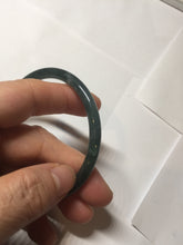 Load image into Gallery viewer, 56.2mm Certified Type A 100% Natural icy watery dark green/blue/gray Guatemala slim round cut Jadeite bangle PD62-3386
