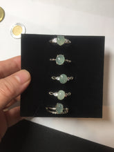 Load image into Gallery viewer, 100% natural type A icy watery green dark green four-prong jadeite jade ring group AA88
