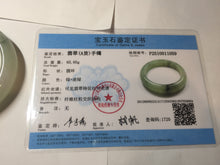 Load image into Gallery viewer, 55.5mm certified type A 100% Natural icy watery light green with dark green flowers jadeite jade bangle PH59-1059

