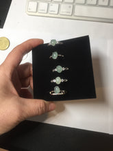 Load image into Gallery viewer, 100% natural type A icy watery green dark green four-prong jadeite jade ring group AA88
