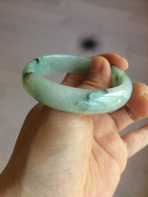 Load image into Gallery viewer, 48.5mm Certified Type A 100% Natural icy light green/white oval Jadeite Jade bangle K101-1696
