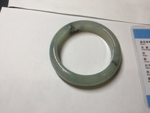 Load image into Gallery viewer, 55.5mm certified type A 100% Natural icy watery light green with dark green flowers jadeite jade bangle PH59-1059
