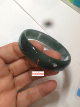 Load image into Gallery viewer, 52.8mm Certified Type A 100% Natural icy watery deep sea green/blue/gray/white Guatemala Jadeite bangle KS91-6393
