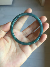 Load image into Gallery viewer, 58.5mm Certified Type A 100% Natural light black/green/gray/purple Guatemala slim round cut Jadeite bangle PJ77-0655
