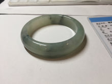 Load image into Gallery viewer, 55.5mm certified type A 100% Natural icy watery light green with dark green flowers jadeite jade bangle PH59-1059
