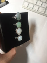 Load image into Gallery viewer, 100% natural type A icy watery green dark green four-prong jadeite jade ring group AA89
