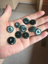 Load image into Gallery viewer, 12-18mm Type A 100% Natural blue light green dark green gray Guatemala Jadeite Jade Safety Guardian Button donuts Pendant group BS142

