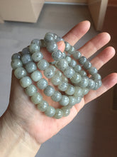 Load image into Gallery viewer, 9/10mm 100% Natural icy black sesame paste(冰芝麻糊青花) vintage style nephrite Jade bead bracelet group HN31
