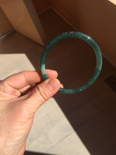 Load image into Gallery viewer, 60.6mm Certified Type A 100% Natural dark green blue gray black slim round cut Guatemala Jadeite bangle PC187-0783
