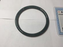 Load image into Gallery viewer, 60.8mm Certified Type A 100% Natural icy watery dark green/blue/gray Guatemala slim round cut Jadeite bangle PH140-4311
