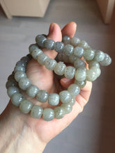 Load image into Gallery viewer, 9/10mm 100% Natural icy black sesame paste(冰芝麻糊青花) vintage style nephrite Jade bead bracelet group HN31
