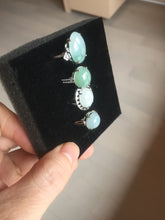 Load image into Gallery viewer, 100% natural type A icy watery green dark green four-prong jadeite jade ring group AA89

