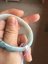 Load image into Gallery viewer, 46mm certified 100% natural type A white green orange with floating flowers oval jadeite bangle PH167(AllaboutjadeCanada.com only)

