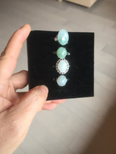 Load image into Gallery viewer, 100% natural type A icy watery green dark green four-prong jadeite jade ring group AA89

