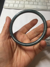 Load image into Gallery viewer, 60.8mm Certified Type A 100% Natural icy watery dark green/blue/gray Guatemala slim round cut Jadeite bangle PH140-4311

