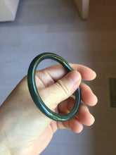 Load image into Gallery viewer, 54.1mm Certified Type A 100% Natural dark green/blue/gray with Guatemala slim round cut Jadeite bangle PJ76-0686
