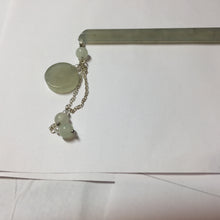 Load image into Gallery viewer, 20cm 100% Natural icy white gray black(灰冰) Xiu Jade (Serpentine) Hairpin AW66
