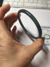 Load image into Gallery viewer, 60.8mm Certified Type A 100% Natural icy watery dark green/blue/gray Guatemala slim round cut Jadeite bangle PH140-4311
