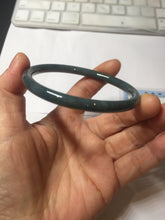Load image into Gallery viewer, 60.8mm Certified Type A 100% Natural icy watery dark green/blue/gray Guatemala slim round cut Jadeite bangle PH140-4311
