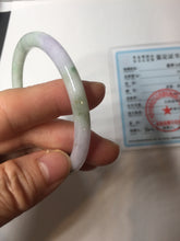Load image into Gallery viewer, 54.4mm certified 100% natural Type A white/purple/sunny green slim round cut jadeite jade bangle PC253-0842
