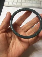 Load image into Gallery viewer, 60.8mm Certified Type A 100% Natural icy watery dark green/blue/gray Guatemala slim round cut Jadeite bangle PH140-4311
