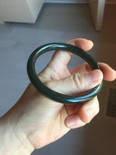 Load image into Gallery viewer, 62.8mm certified 100% Natural dark green/black meteorite round cut nephrite bangle HN131-0595
