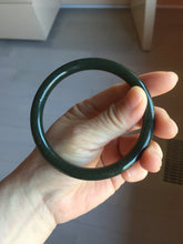 Load image into Gallery viewer, 62.8mm certified 100% Natural dark green/black meteorite round cut nephrite bangle HN131-0595
