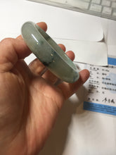 Load image into Gallery viewer, 55.5mm certified type A 100% Natural icy watery light green with dark green flowers jadeite jade bangle PH59-1059
