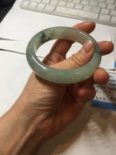 Load image into Gallery viewer, 55.5mm certified type A 100% Natural icy watery light green with dark green flowers jadeite jade bangle PH59-1059
