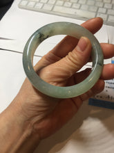Load image into Gallery viewer, 55.5mm certified type A 100% Natural icy watery light green with dark green flowers jadeite jade bangle PH59-1059

