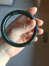 Load image into Gallery viewer, 60mm certified 100% Natural dark green/black meteorite round cut nephrite bangle HN132-0606
