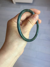 Load image into Gallery viewer, 59mm Certified Type A 100% Natural light black/green/gray Guatemala slim round cut Jadeite bangle PJ75-0694
