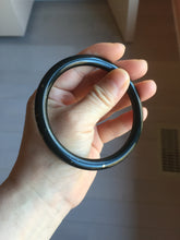 Load image into Gallery viewer, 62.8mm certified 100% Natural dark green/black meteorite round cut nephrite bangle HN133-0589
