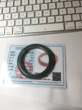 Load image into Gallery viewer, 57.6mm Certified type A 100% Natural oily dark green (老油青) gray black Jadeite bangle PC254-1391
