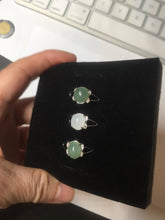 Load image into Gallery viewer, 100% natural type A icy watery green dark green four-prong jadeite jade ring group AA90
