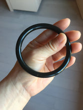 Load image into Gallery viewer, 62.8mm certified 100% Natural dark green/black meteorite round cut nephrite bangle HN133-0589
