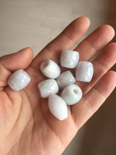 Load image into Gallery viewer, Type A 100% Natural white/light purple olive shape Jadeite Jade LuluTong (Every road is smooth) bead pendant BK108
