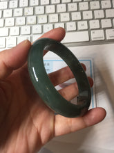 Load image into Gallery viewer, 57.6mm Certified type A 100% Natural oily dark green (老油青) gray black Jadeite bangle PC254-1391
