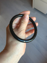 Load image into Gallery viewer, 62.8mm certified 100% Natural dark green/black meteorite round cut nephrite bangle HN133-0589

