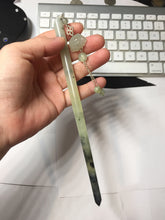 Load image into Gallery viewer, 18.5cm 100% Natural black white ink painting(水墨) Xiu Jade (Serpentine) Hairpin with Doggy Hanging Ornament  AW68
