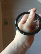 Load image into Gallery viewer, 62.8mm certified 100% Natural dark green/black meteorite round cut nephrite bangle HN133-0589
