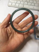 Load image into Gallery viewer, 59.5mm Certified Type A 100% Natural dark green blue gray black slim round cut Guatemala Jadeite bangle GL30-33-4317
