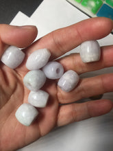 Load image into Gallery viewer, Type A 100% Natural white/light purple olive shape Jadeite Jade LuluTong (Every road is smooth) bead pendant BK108
