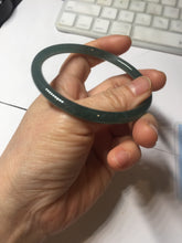 Load image into Gallery viewer, 59.5mm Certified Type A 100% Natural dark green blue gray black slim round cut Guatemala Jadeite bangle GL30-33-4317
