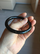 Load image into Gallery viewer, 58.4mm certified 100% Natural dark green/black meteorite round cut nephrite bangle HN134-0605
