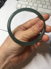 Load image into Gallery viewer, 59.5mm Certified Type A 100% Natural dark green blue gray black slim round cut Guatemala Jadeite bangle GL30-33-4317
