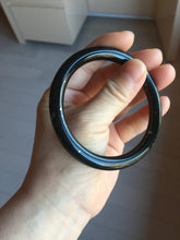 Load image into Gallery viewer, 58.4mm certified 100% Natural dark green/black meteorite round cut nephrite bangle HN134-0605
