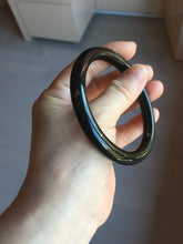 Load image into Gallery viewer, 58.4mm certified 100% Natural dark green/black meteorite round cut nephrite bangle HN134-0605
