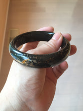 Load image into Gallery viewer, 60.3mm 100% Natural dark green/black meteorite Stellar Night sky nephrite bangle HN25-7603
